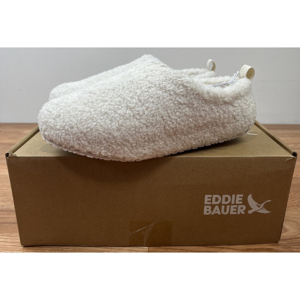 Eddie Bauer Women's Faux Shearling Indoor/Outdoor Slippers Natural Size 7 NEW